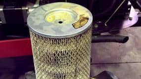 An air filter full of dust.