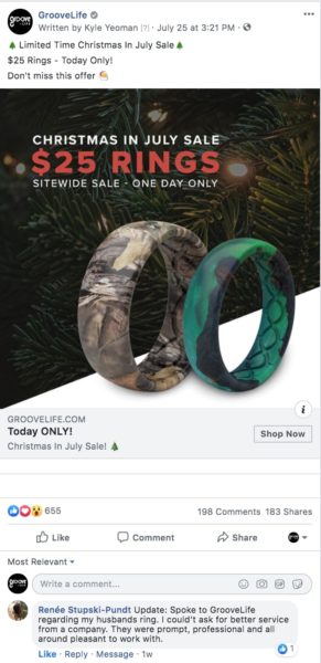Example: Groove Review on Facebook Ads