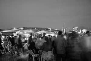 Outdoor winter event silver sturgeon boat party