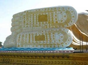 Buddhist lessons in Bago`on`Buddhas feet