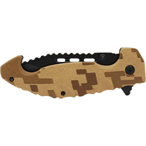 Folding Knife Brown Digital Camo Closed | New Dominion Security Folding Knife Brown Digital Camo Closed