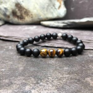 Onyx and Tigers Eye Bead Bracelet