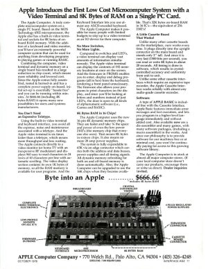 Introductory advertisement for the Apple I Computer Introductory advertisement for the Apple I Computer