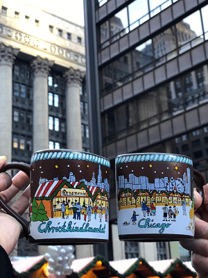 Drinking Mulled Wine at a Christmas Market in Downtown Chicago