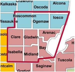 Map of At Home Inspections Michigan service area