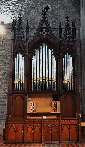 Built by Bevington & Sons of London for the Great Industrial Exhibition in Dublin in 1853 and purchased for the Cathedral in 1854 for £600. Restoration in 2006 cost €650,000. It is a concert standard organ with over 3,000 pipes. - The Irish Place