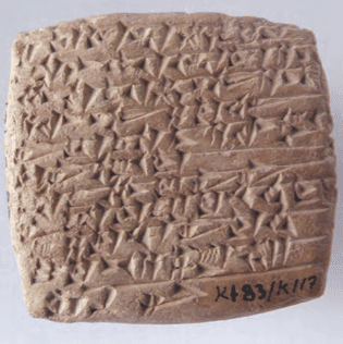 Tablet Kt 83-k 117 from which ancient city names were extracted.