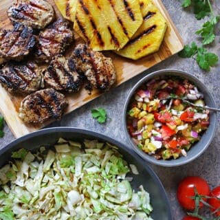 Roasted Pineapple Salsa Pork Sauteed Cabbage Dinner