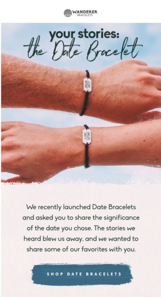 Example of a great email from Wanderer Bracelets, continued below
