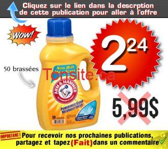 Détergent à lessive liquide Arm & Hammer (50 brassées) à 2,24$ au lieu de 5,99$ arm 224 599 - Détergent à lessive liquide Arm & Hammer (50 brassées) à 2,24$ au lieu de 5,99$