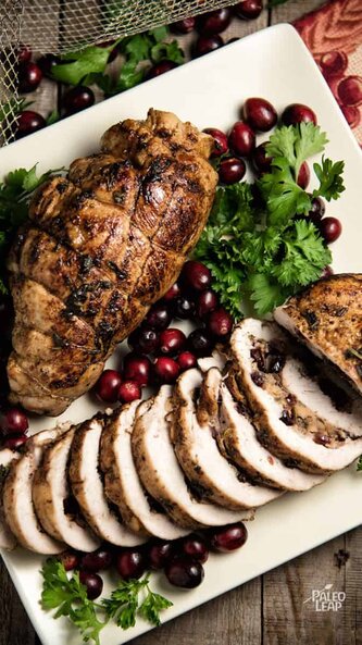 Christmas dinner-cranberry apple stuffed turkey