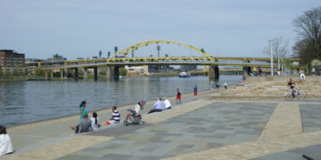 A view of pittsburgh and its steel bridges at point state park