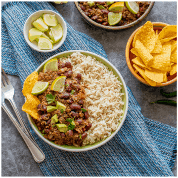 lamb with rice and garnished