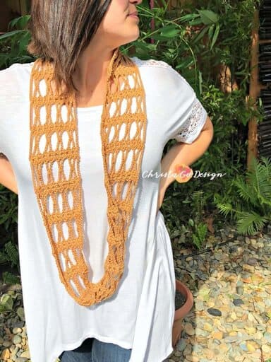picture of long lacy crochet cowl one skein