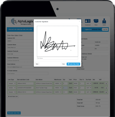 Trade counter ipad 3 Sage 2000 Mobile Signature app