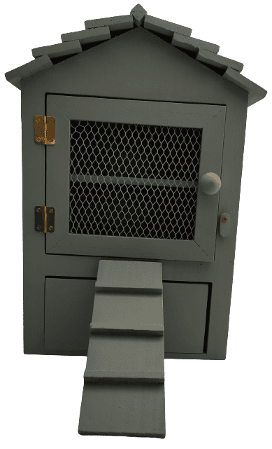 Image shows the egg house, all set up and ready for eggs.
