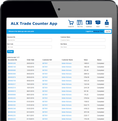 Trade counter ipad 1 Sage Trade Counter application