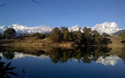 Reflection of Himalayan peaks in Deoriatal Reflection of Himalayan peaks in Deoriatal