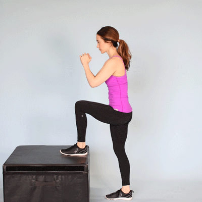 women doing step up exercise gif