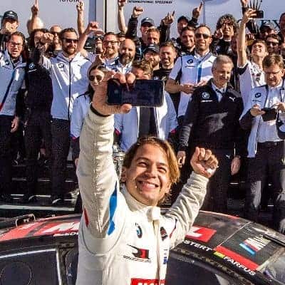 Selfie augusto farfus celebrating gt lemans victory