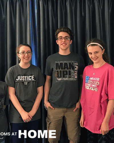 Great Homeschool Conventions 2017 - the kids model their new shirts from the fabulous vendor hall. So much fun!