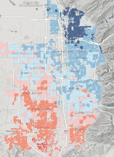 Figure 2: Map symbolizing the winning margin of election results. Map: Greg Bunce.