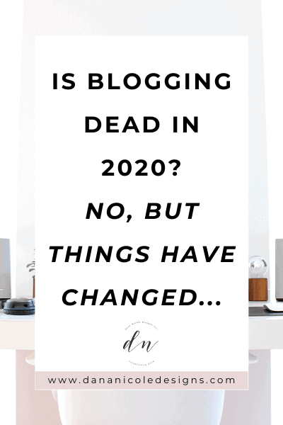 Image with text overlay: Is blogging dead in 2020? No, but things have changed...