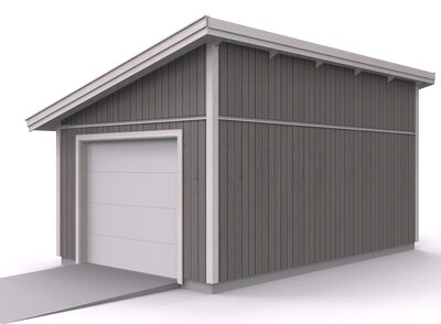 Enkelgarage med pulpettak 14° — Mellby Garage