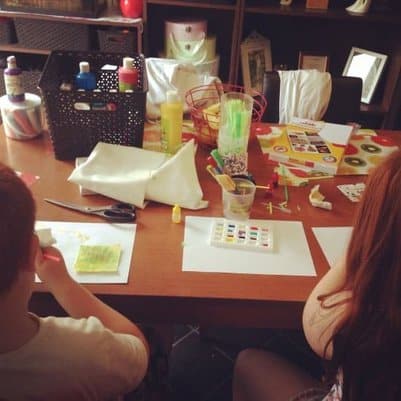 Get all your crafting things out and just let them be - mine made bedroom keep out signs and bookmarks last time we did this.