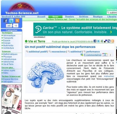 Subliminal les preuves scientifiques