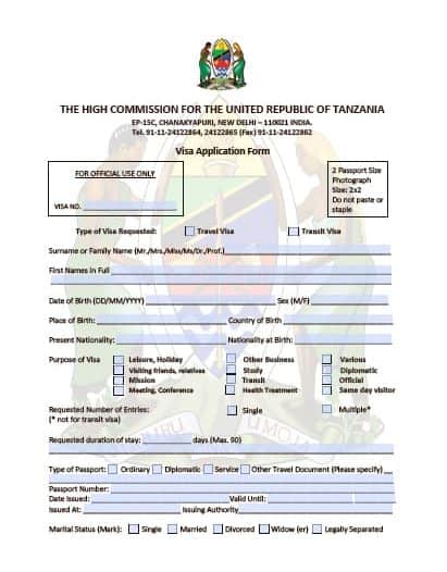 tanzania tourist visa for indian