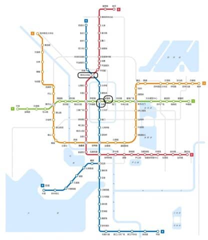 地下鉄を利用して臨頓路駅から蘇州駅までのアクセスを説明する写真