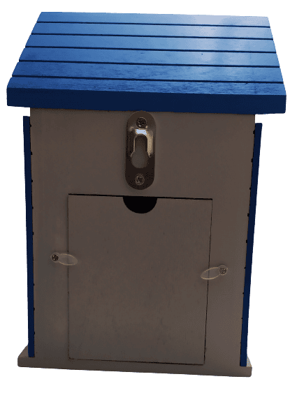 Image shows the back of the birdhouse.