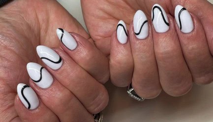 Geometric Black and White Nail Design