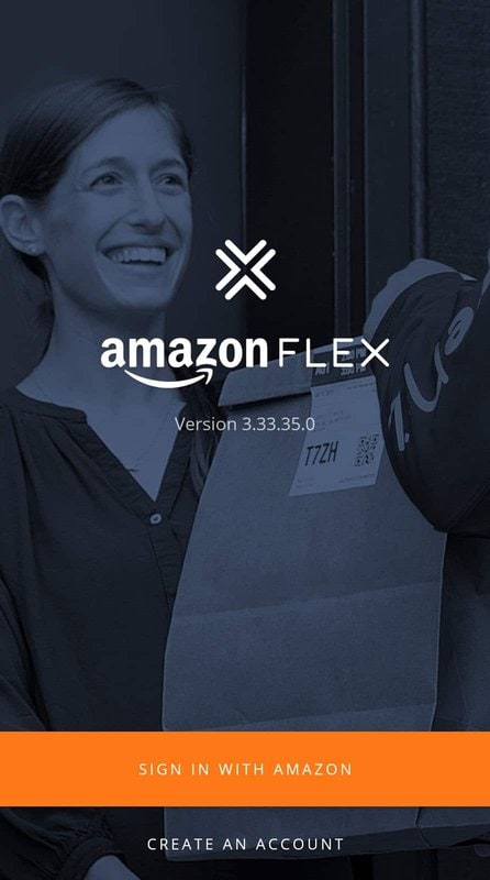 Apply for Amazon Flex: the "Sign In" page on the Flex Driver app
