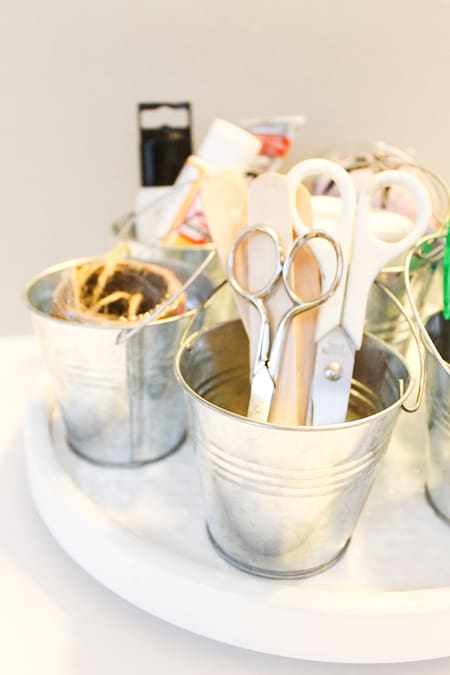 Organize with a Lazy Susan: craft supplies