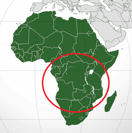 Where is the Cameroon, Congo, and Southern Bantu DNA region located