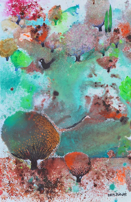 Troubled Land #7, 2019, mixed media on paper, 50 x 32 cm