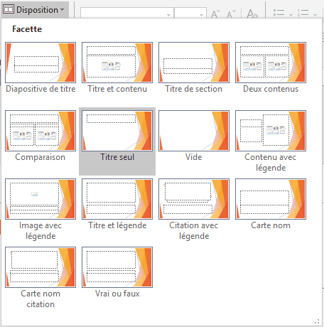 Liste des dispositions de diapos PowerPoint