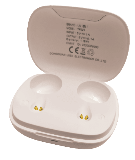 Image shows inside the charging box, there's the charging contacts.