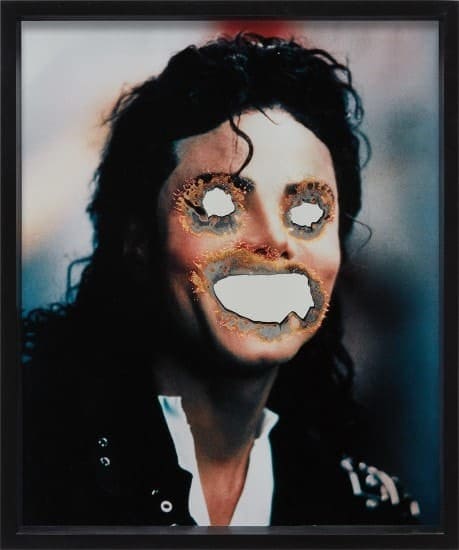 Douglas Gordon - burnt photograph and mirrored glass (Michael Jackson)