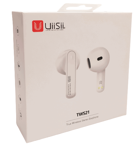 Image shows the outer packaging for the UiiSii TWS21 Earphones.