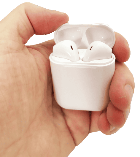 Image shows the charging box with the open lid in my left hand.