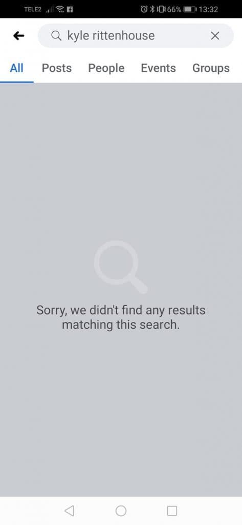 Facebook search results for name Kyle Rittenhouse