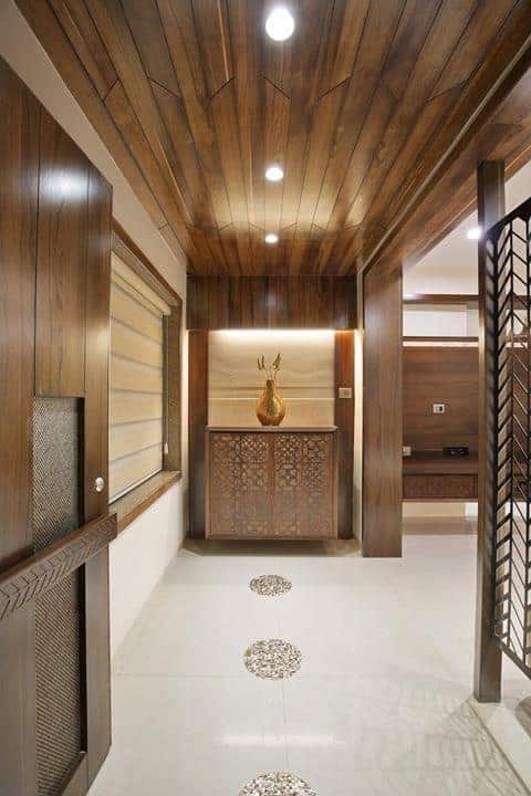 corridor wooden false ceiling designs
