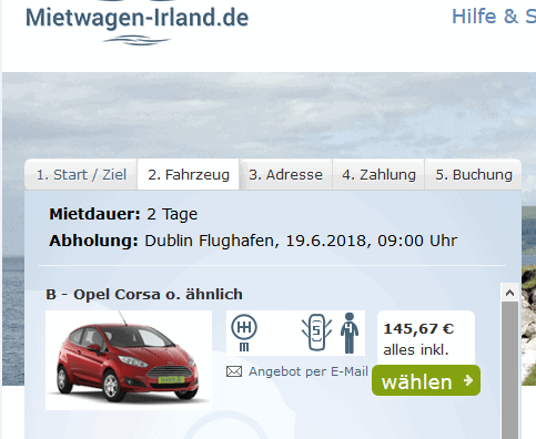 Screenshot Mietwagen Screenshot Mietwagen