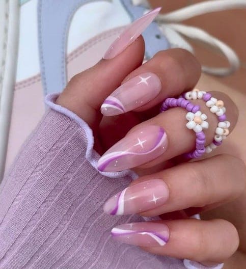 trendy Long press on nails line