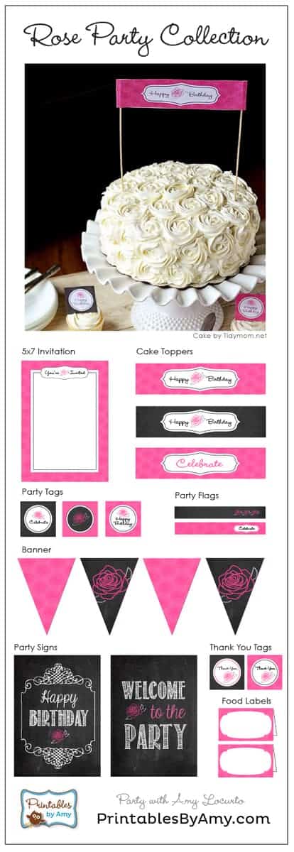 Rose Birthday Party Printables Free Cake Toppers