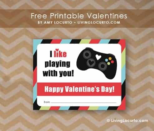 Free Printable Video Game Valentines by Amy Locurto at LivingLocurto.com Free Printable xBox Video Game Valentine by Amy Locurto at LivingLocurto.com