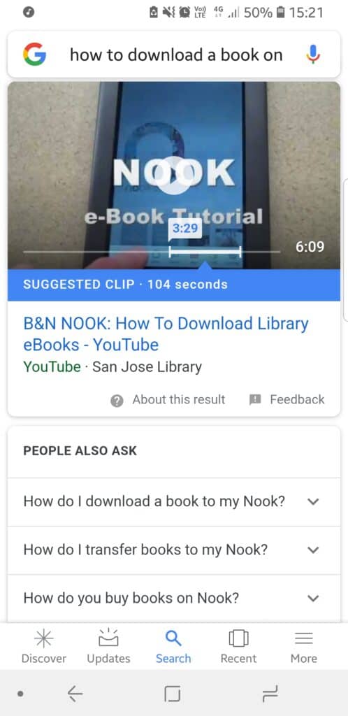 Video snippet search for ' how to download a book onto nook'